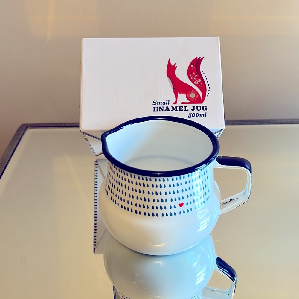 Enamel small jug /mug by FOLKLORE & ‘Night and Day’ Wild and Wolf